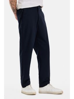 Snitch - Navy Solid Relaxed Casual Trouser for Men