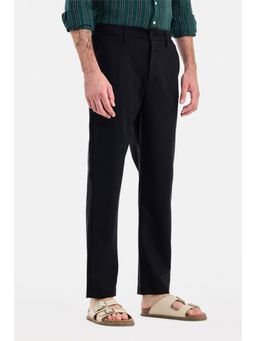 Snitch - Black Solid Relaxed Casual Trouser for Men