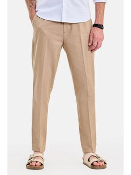 Snitch - Khaki Textured Regular Casual Trouser for Men