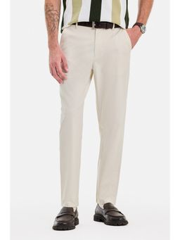 Snitch - Cream Washed Regular Casual Trouser for Men