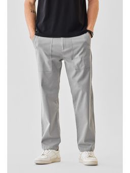 Snitch - Light Grey Plain Relaxed Casual Trouser for Men