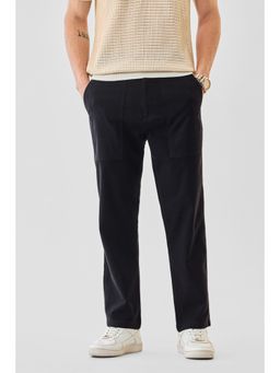 Snitch - Black Plain Relaxed Casual Trouser for Men