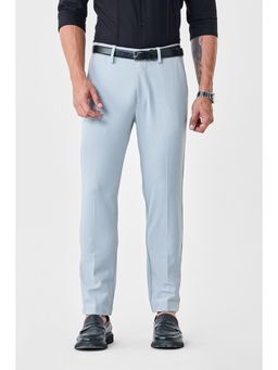 Snitch - Light Blue Self-design Slim Formal Trouser for Men