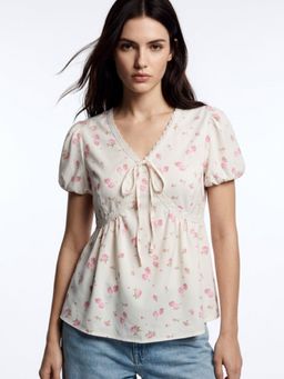 Outzidr - White Floral Relaxed Top