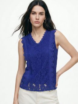 Outzidr - Blue Self Design Regular Top