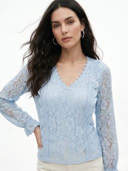 Outzidr - Blue Textured Regular Top