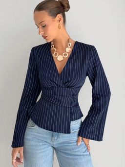 Outzidr - Blue Stripes Fitted Top