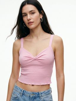 Outzidr - Pink Solid Fitted Top