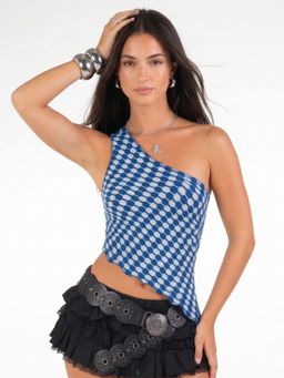 Outzidr - Blue Printed Fitted Top