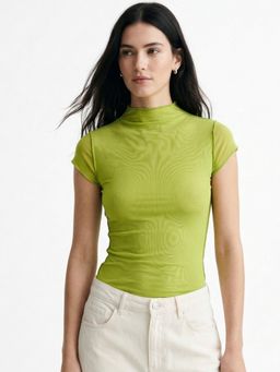 Outzidr - Green Solid Fitted Top