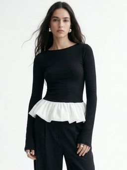 Outzidr - Black Solid Fitted Top