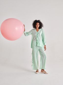 Prakriti Jaipur - Green Slide Tie Co-Ord (Set of 2)