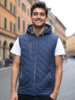 Bewakoof - Men's Navy Sleeveless Puffer Jacket