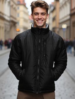 Bewakoof - Men's Black Oversized Puffer Jacket