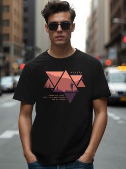 Bewakoof - Men's Black Wander Geometry T-shirt