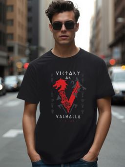 Bewakoof - Men's Black Valhalla Graphic Printed T-shirt