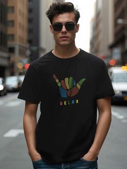 Bewakoof - Men's Black Relax T-shirt