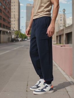 Bewakoof - Men's Blue Oversized Cargo Jogger Pants