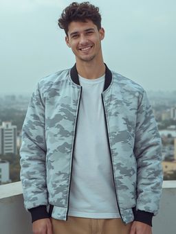 Bewakoof - Men's Grey All Over Printed Puffer Jacket
