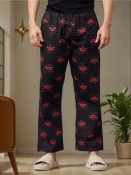 Bewakoof - Men's Black All Over Printed Pyjamas