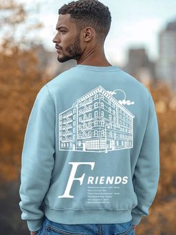Bewakoof - Heavy Duty 1.0 Men's Cyan Friends Forever Graphic Printed Sweatshirt