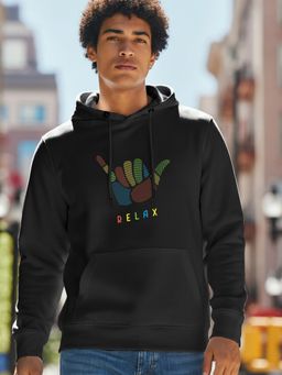 Bewakoof - Men's Black Relax Graphic Printed Hoodies