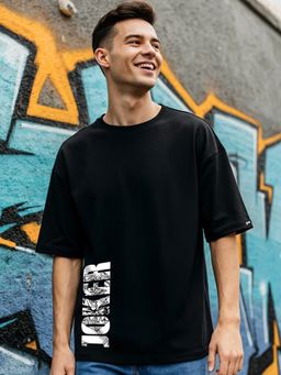 Bewakoof - Official DC Men's Black Joker Typography Oversized T-shirt