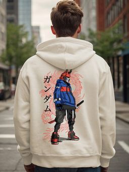 Bewakoof - Men's Gardenia Cyber Samurai Graphic Printed Oversized Hoodies