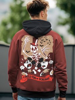 Bewakoof - Heavy Duty 1.0 Disney Men's Brown The Awakening Hour Graphic Printed Oversized Hoodies