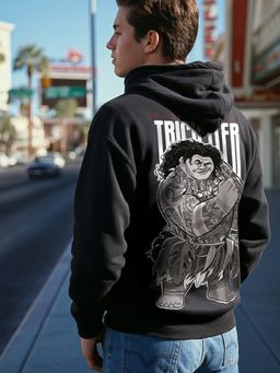 Bewakoof - Heavy Duty 1.0 Disney Men's Black Original Trickster Graphic Printed Oversized Hoodies