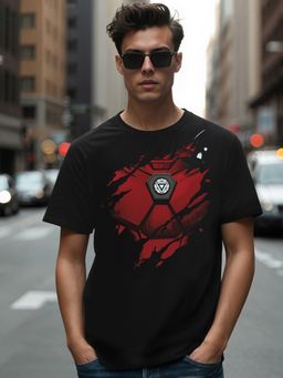 Bewakoof - Official Marvel Men's Black Iron Man Of War Graphic Printed T-shirt