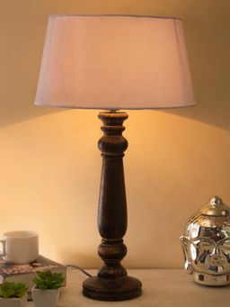Homesake - Mabel Black Wood Table Lamp White Drum