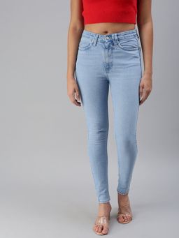 SHOWOFF - Women's Clean Look Blue Slim Fit Denim Jeans