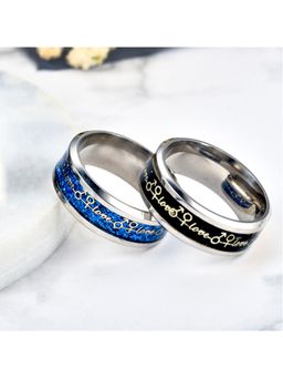 Yellow Chimes - Love Signet Fibre material 316L Stainless Steel Ring Set for Couples