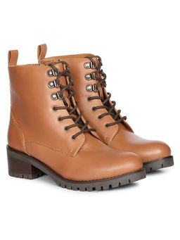 Saint G - Womens Tan Leather Lace Up Ankle Boots