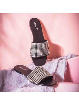 Saint G - Black Leather Embellished Flats