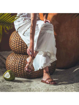 Saint G - Womens Round Toe Brown Genuine Leather Flats