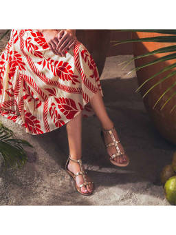 Saint G - Crystal Stone Studded Platin Leather Flats