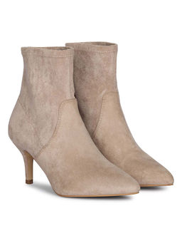 Saint G - Jemima Taupe Stretch Suede Kitten Heel Ankle Boots