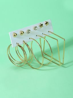 Lilly & Sparkle - Set of 6 Gold-Plated Contemporary Hoop Stud Earrings
