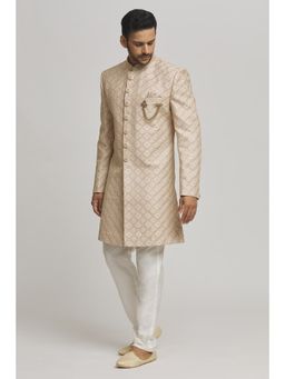 Aham-Vayam - Ivory Embroidered Sherawni with Pant