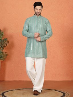 Aham-Vayam - Mihir Embroidered Loose Fit Back Elastic Kurta with Parallel Pant
