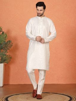 Aham-Vayam - Raas Mirror Embroidered Back Elastic Kurta with Pant and Dupatta