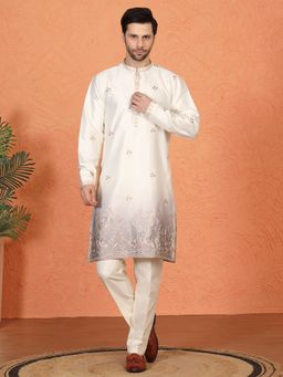 Aham-Vayam - Phool Vatika Ombre Embroidered Back Elastic Kurta with Pant