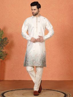 Aham-Vayam - Phool Vatika Ombre Embroidered Back Elastic Kurta with Pant