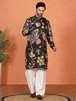 Aham-Vayam - Phool Utsav Printed Embroidered Loose Fit Kurta with Parallel Pant