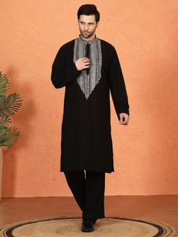 Aham-Vayam - Nawaaz Embroidered Loose Fit Parallel Matching Kurta with Pant