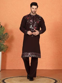 Aham-Vayam - Multi Coloured Flora Embroidered Loose Fit Parallel Matching Kurta with Pant