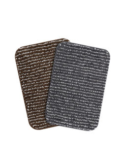 Saral Home - Stripe Microfibre Anti-Skid Brown Bath Mats (Pack of 2) (S)