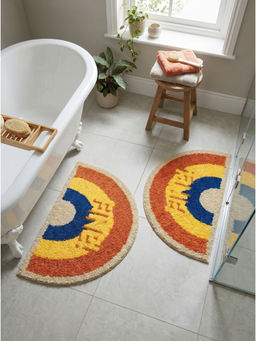 Saral Home - Fine Rainbow Shape Microfiber Anti-Skid Mat Multi-Colour Bath Mats (Pack of 2) (S)